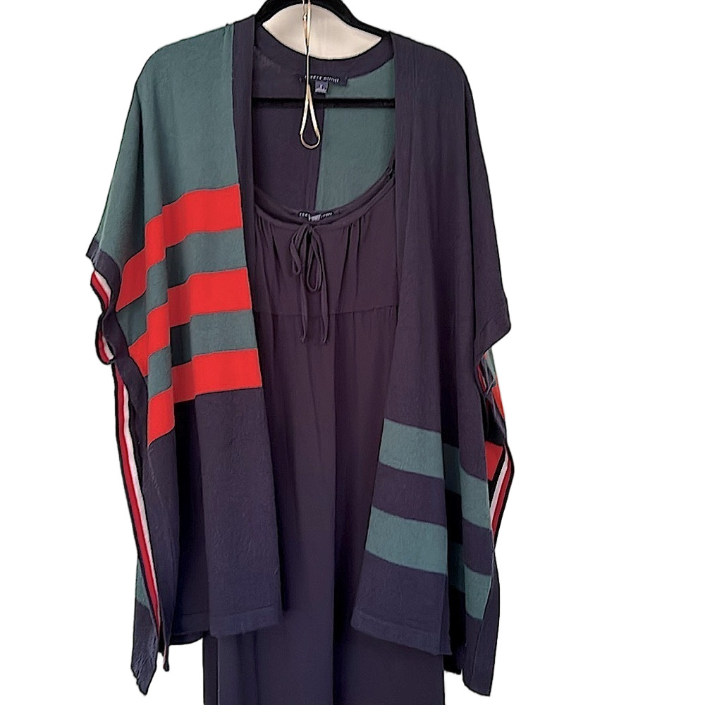 Tommy Hilfiger RUGBY STRIPE Knit Cape Stripes Arm Holes 32” Length NEW WITH TAGS